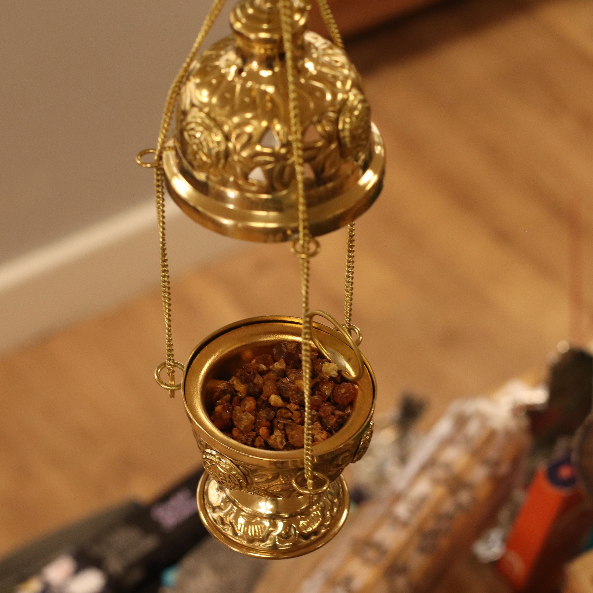 Hanging Brass Incense Burner - Image 2
