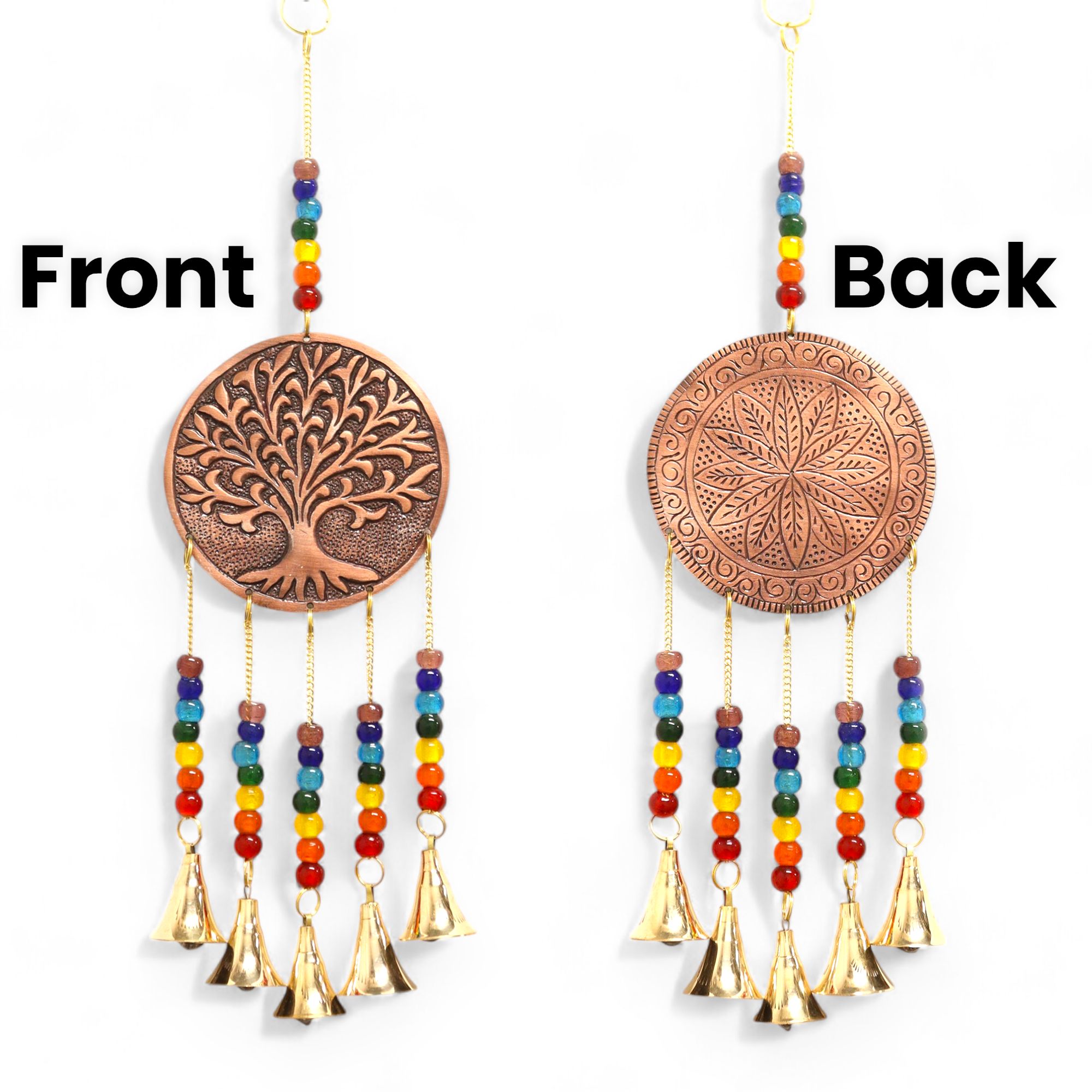 Indian Chimes - Med Tree of Life - Chakra Beads 5 Bells - Image 2