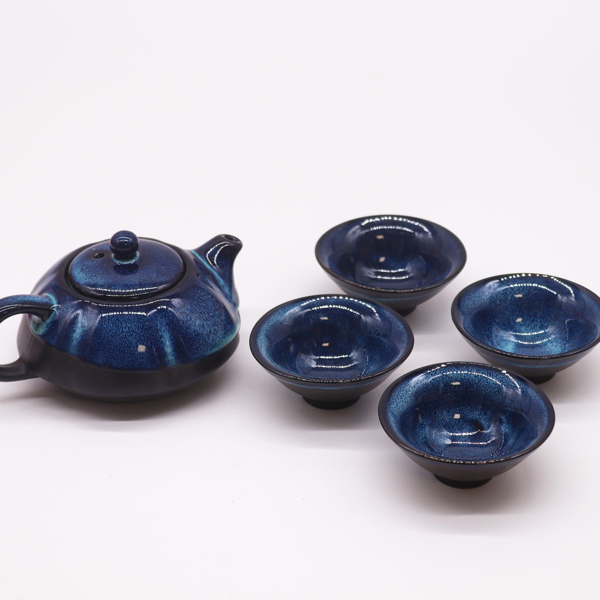 Herbal Blues Teapot Set - Pot & Four Cups - Image 4