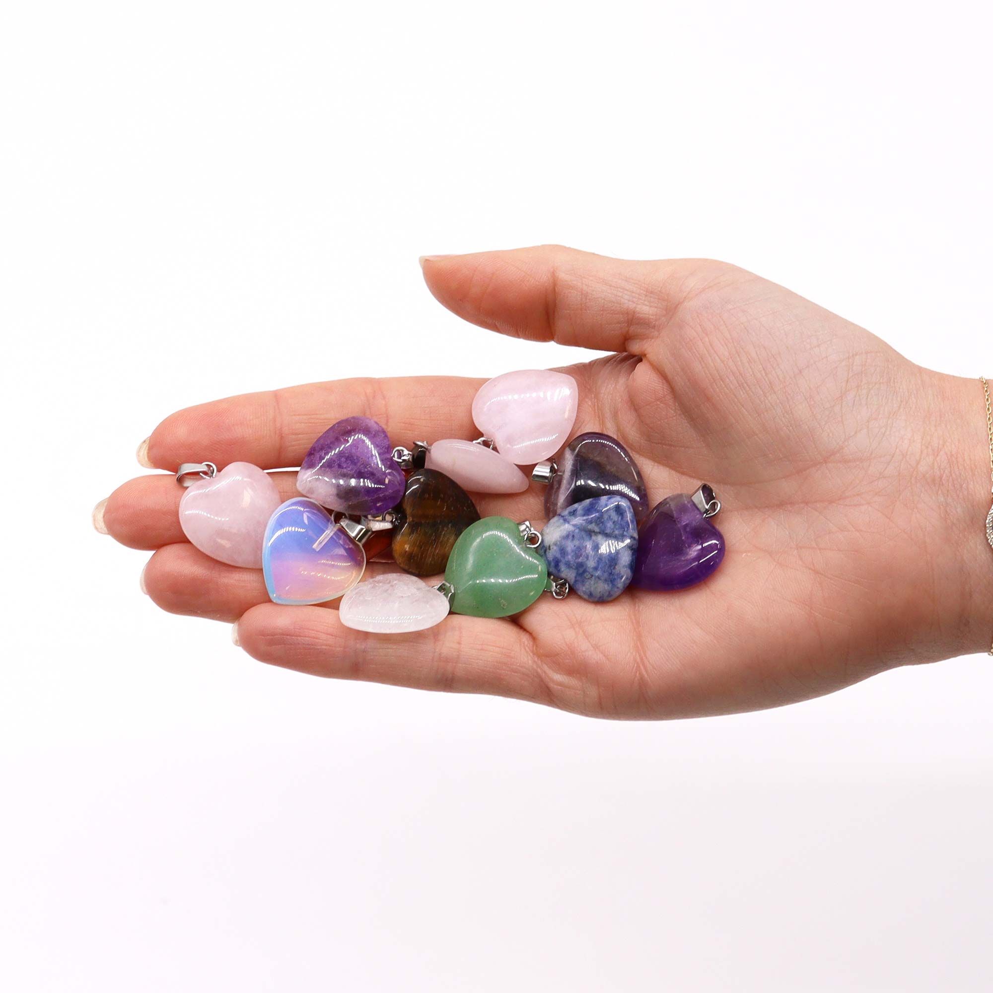 Gemstone Heart Pendants (12 assorted) 20x6mm - Image 2