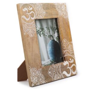 Lrg Mango Wood Picture Frame (for 13x18cm) 28x23x2cm - Mandala - White