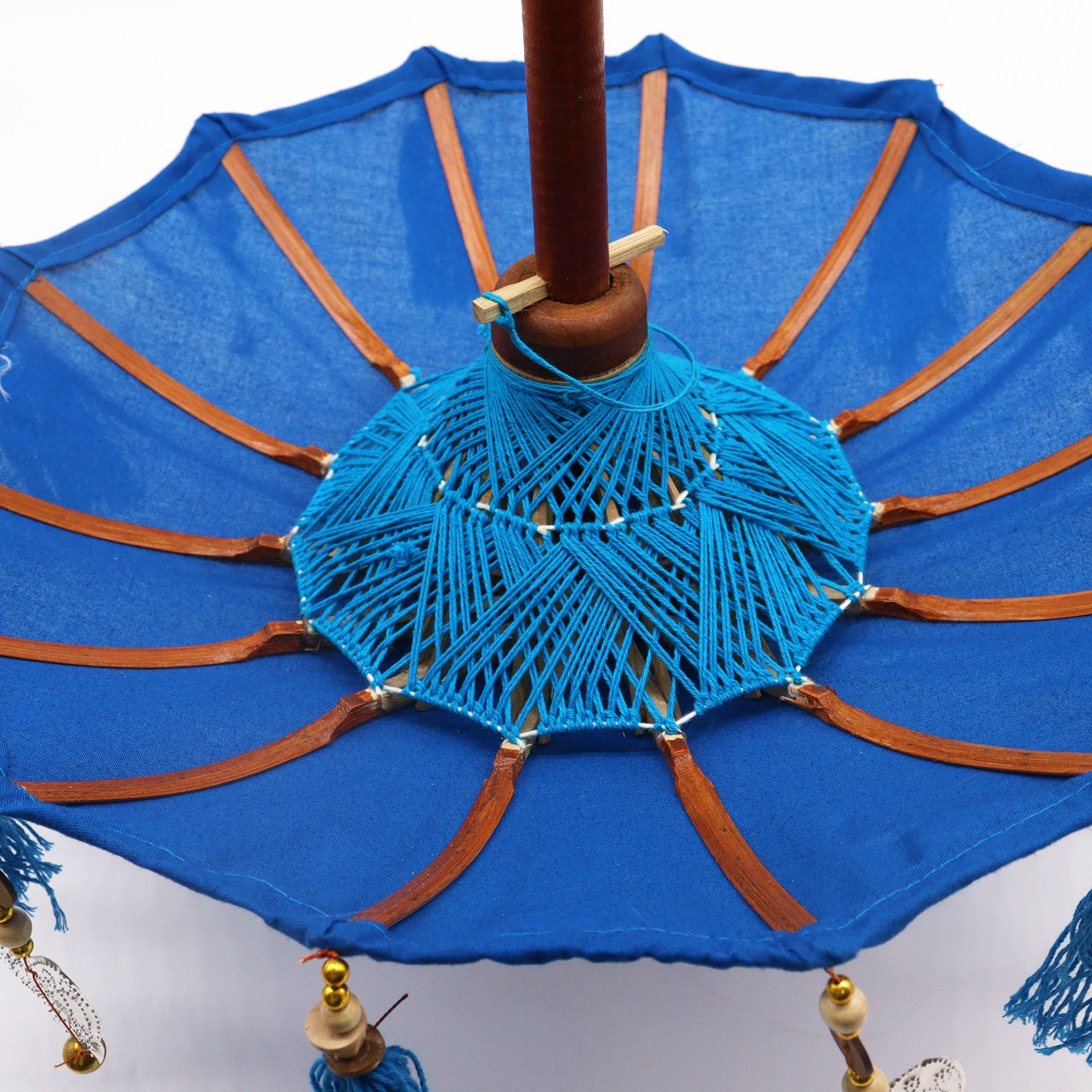 Bali Home Decor Parasol - Cotton - Turquoise- 40cm - Image 2