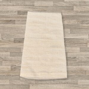 Small Indian Handloom Cotton Rug - Cream
