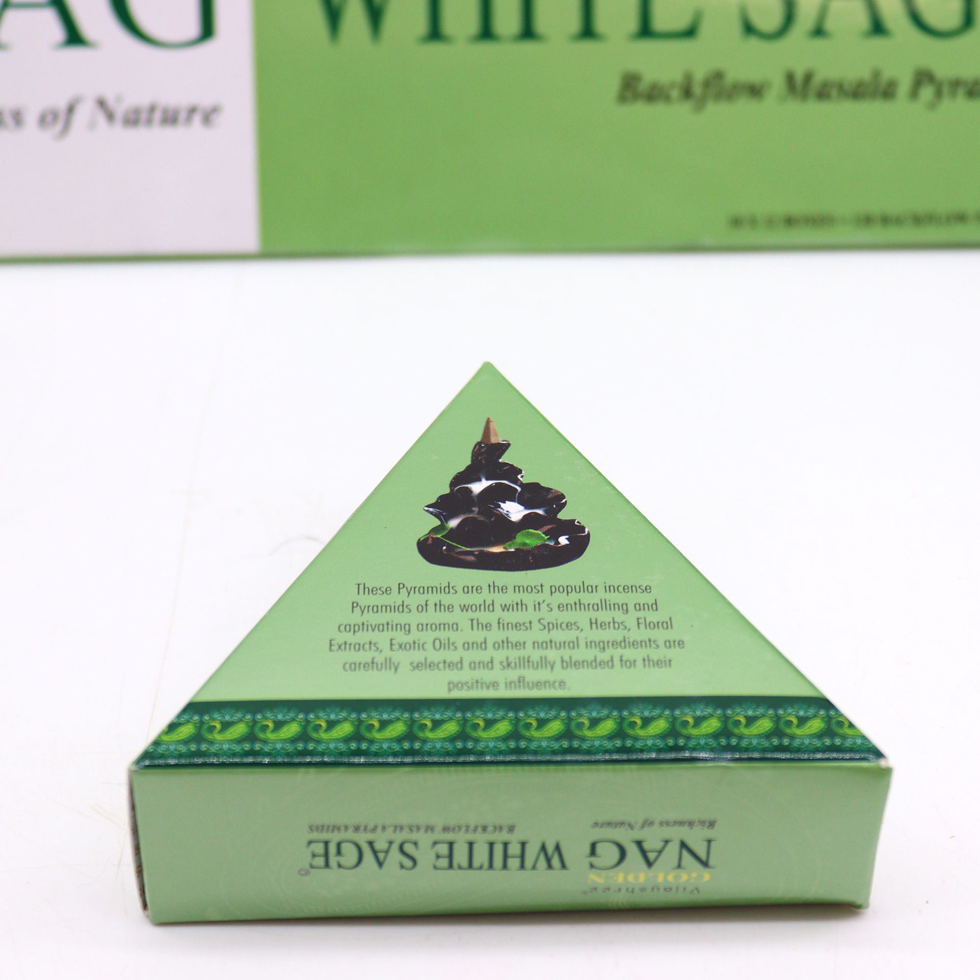 42g Jumbo Golden Nag - White Sage Backflow Incense Cones - Image 5