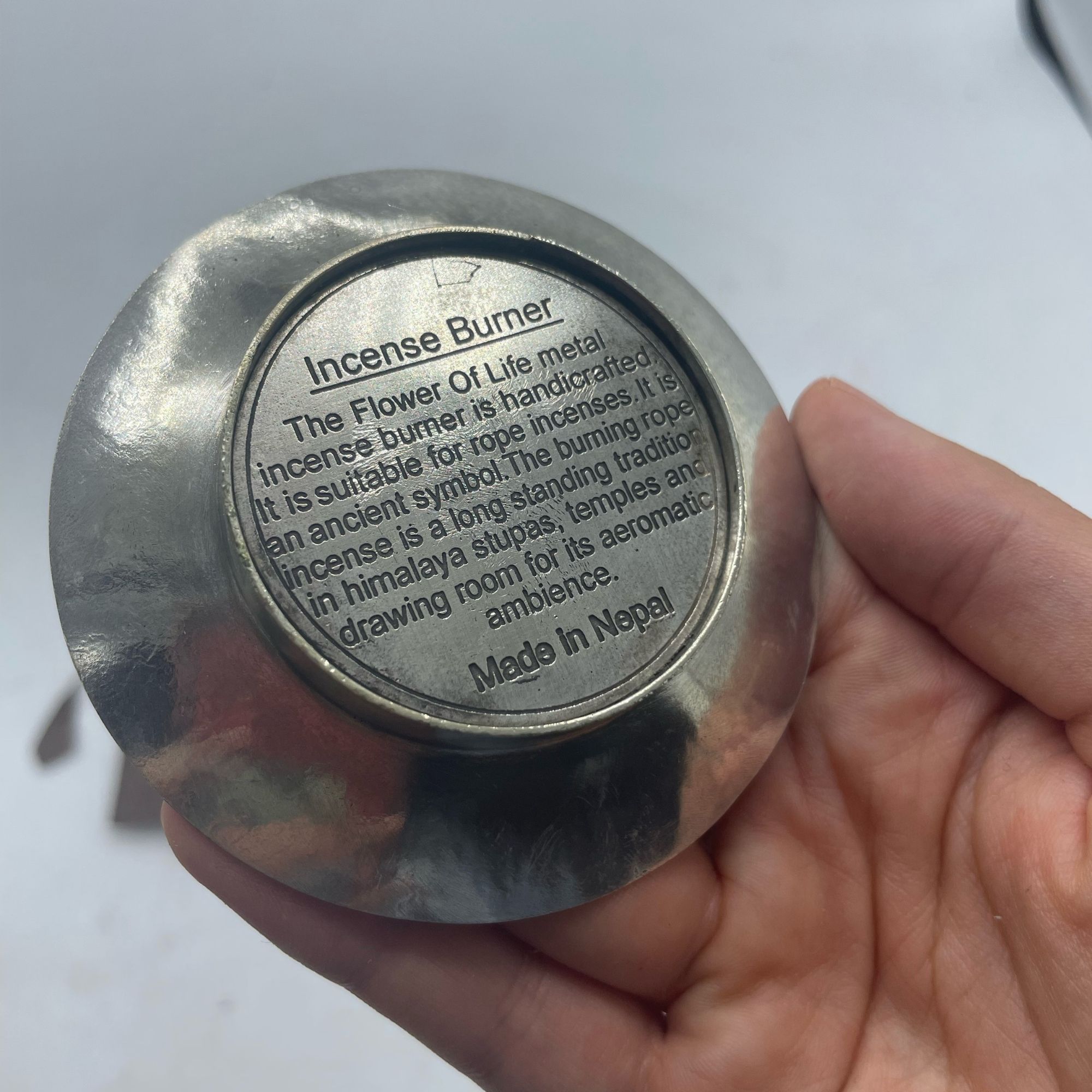 Rope Incense and Silver Plated Holder Set - Flower of Life - Image 3