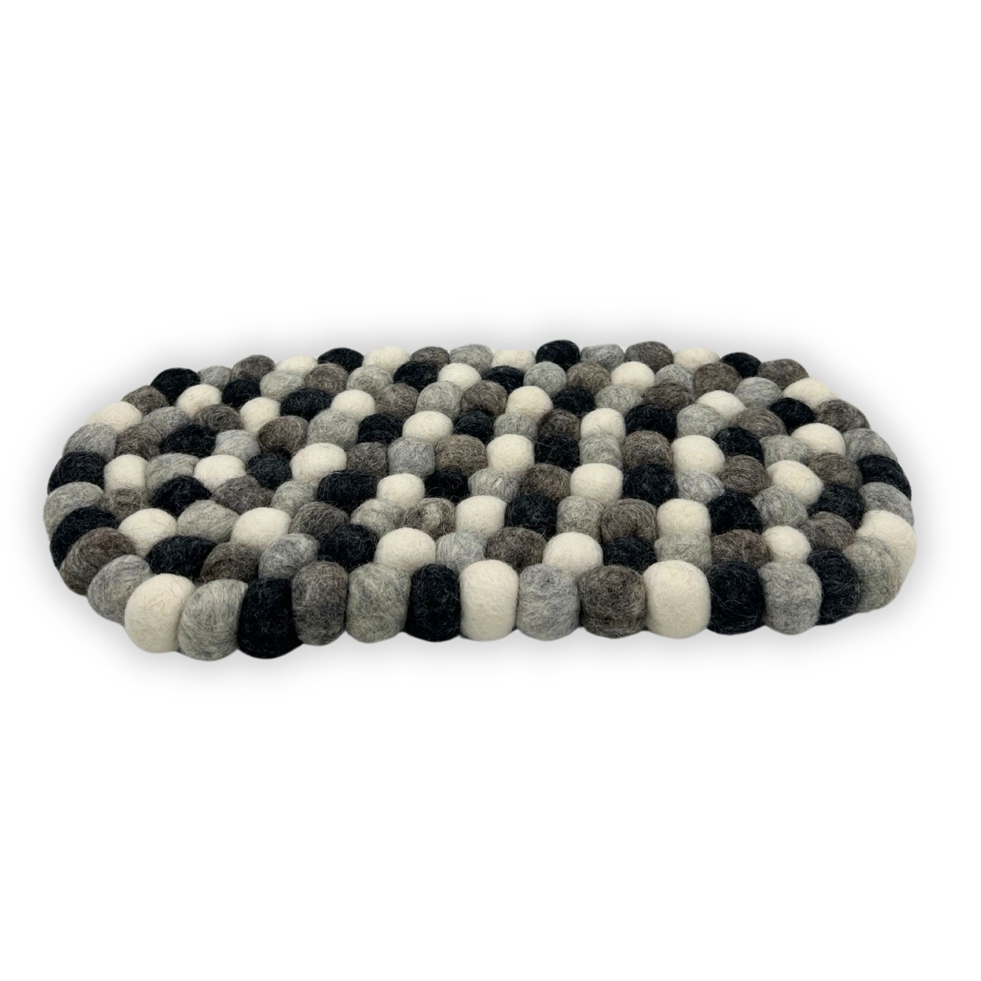 Felt Ball Oval Centre Mat - Multi Grey Colour - Image 2