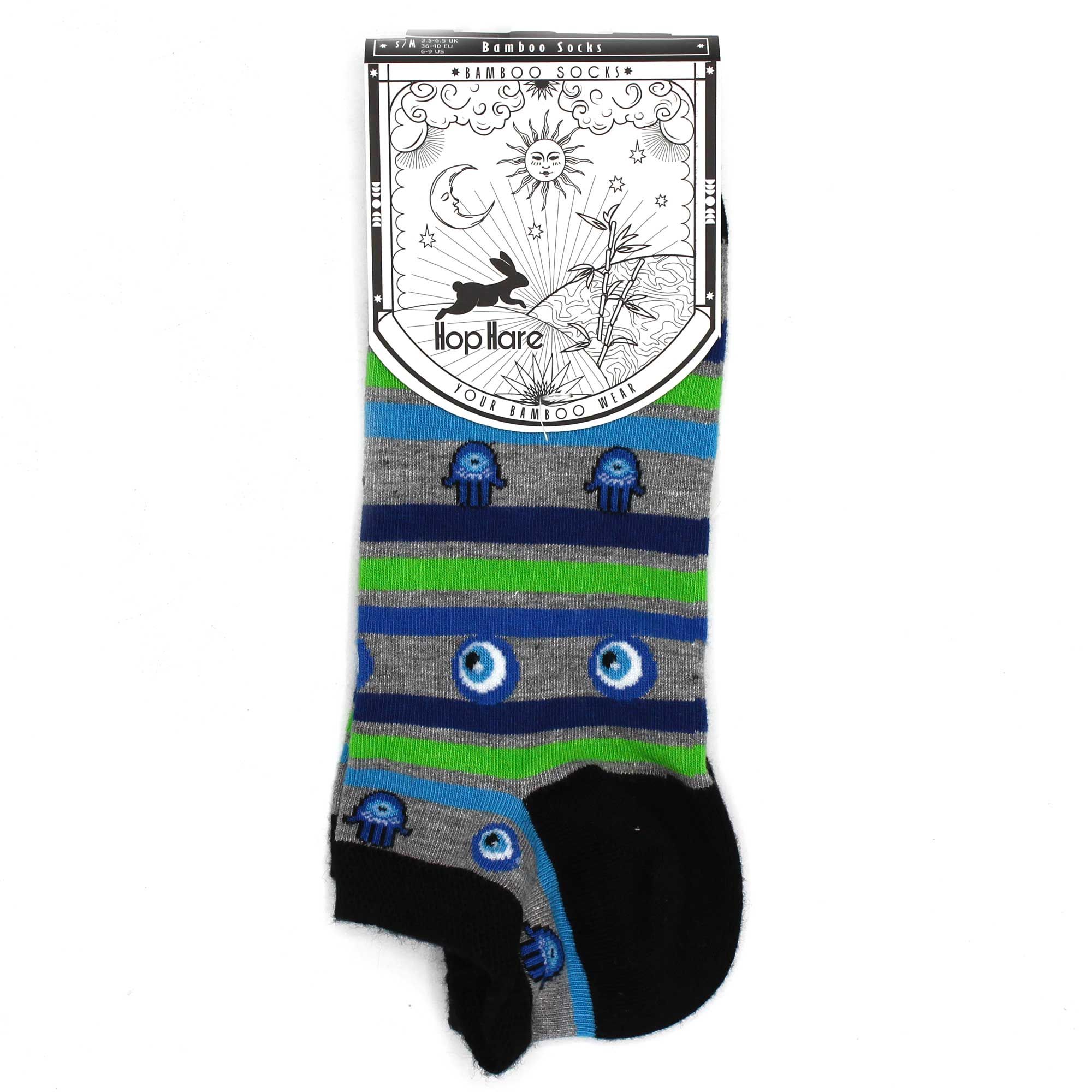 M/L Hop Hare Bamboo Socks Low (7.5-11.5) - Evil Eye & Hamsa - Image 2