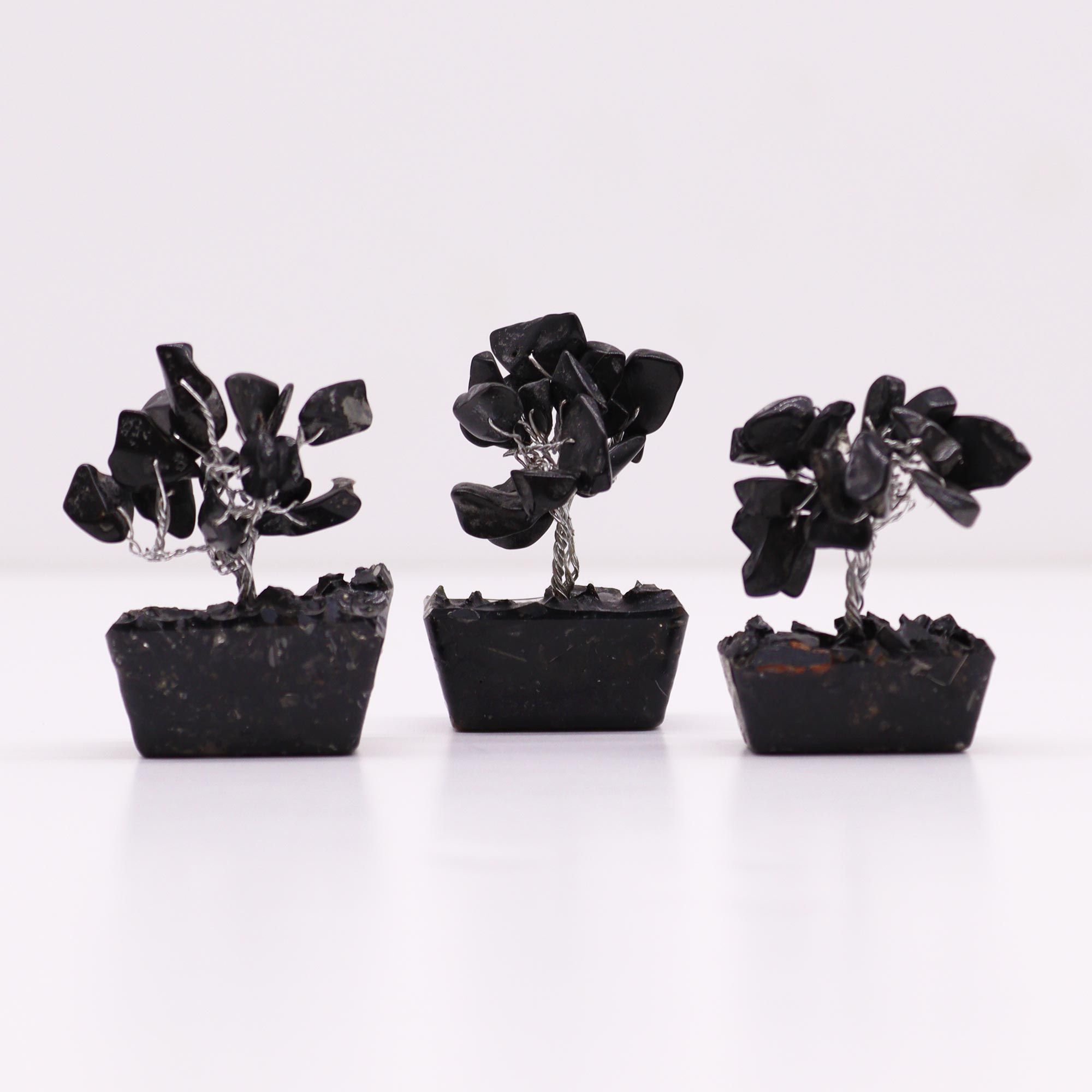 Mini Gemstone Tree On Orgonite Base - Black Agate (15 stones) - Image 3
