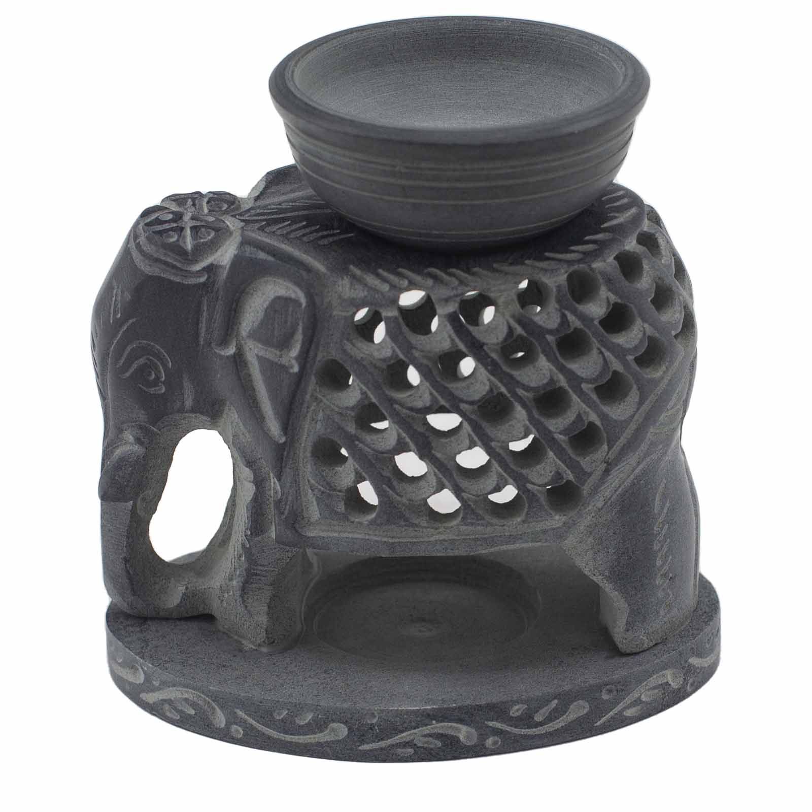 Soapstone Oil Burner 10.5cm - Standing Elephant - Image 3