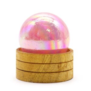 Gemstone Sphere 50mm - Rose Quartz Titanium Aura with Stand