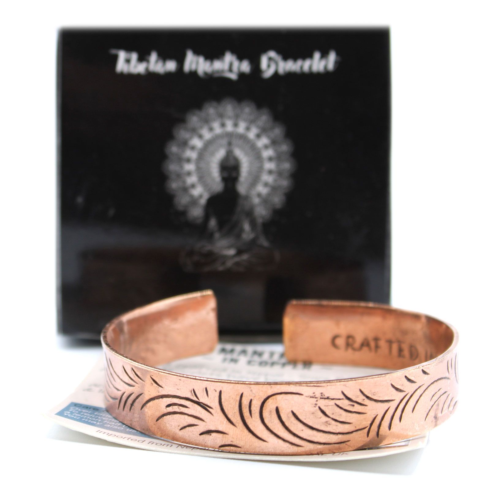 Copper Tibetan Bracelet - Wide Tribal Swirls - Image 3