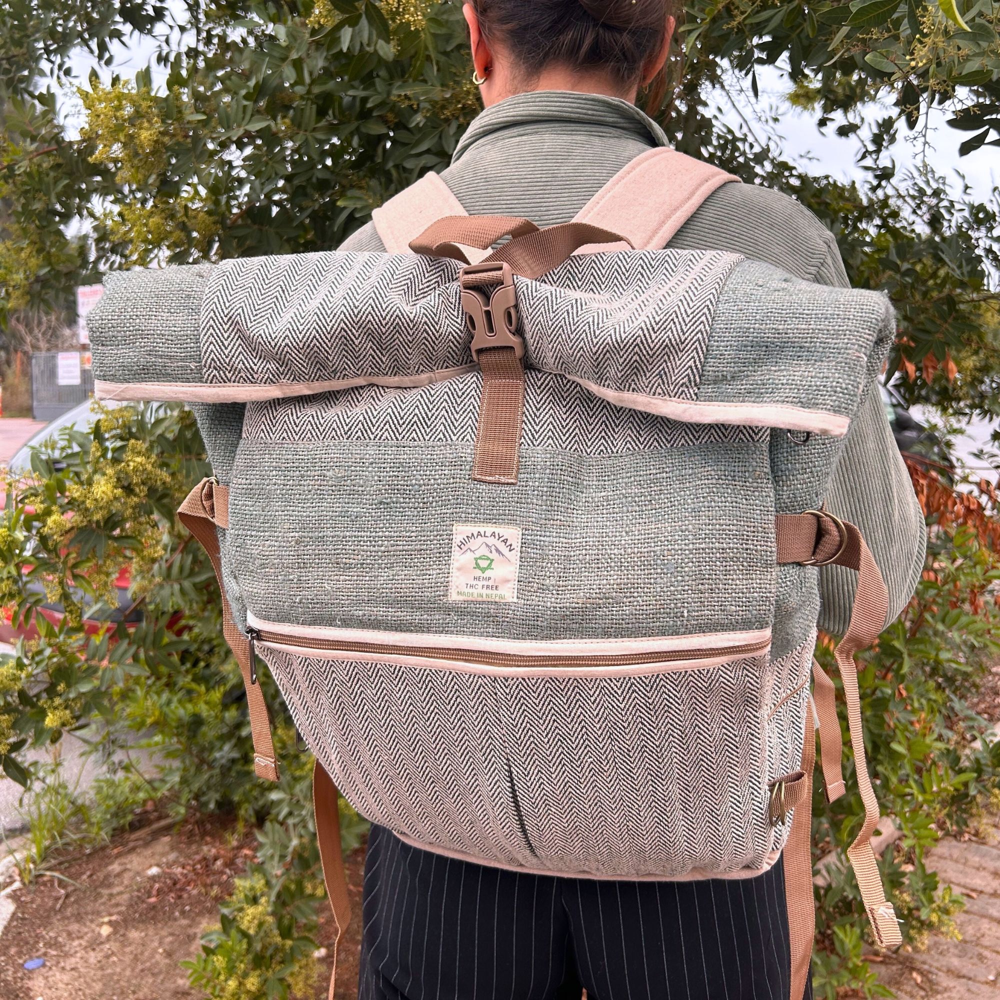 Hemp Trekking Rolling Backpack - Sage - Image 3