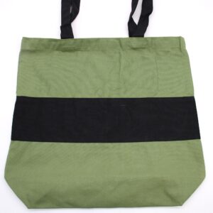 Two Tone Cotton Bag - 38x42x12cm - Green & Black - 10oz