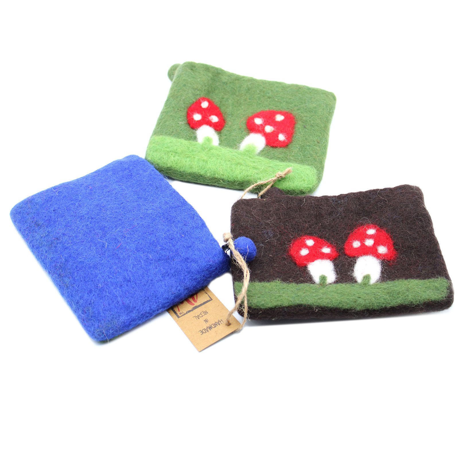 Natural Felt Zipper Pouch (asst) - Mystic Mushrooms - Image 4