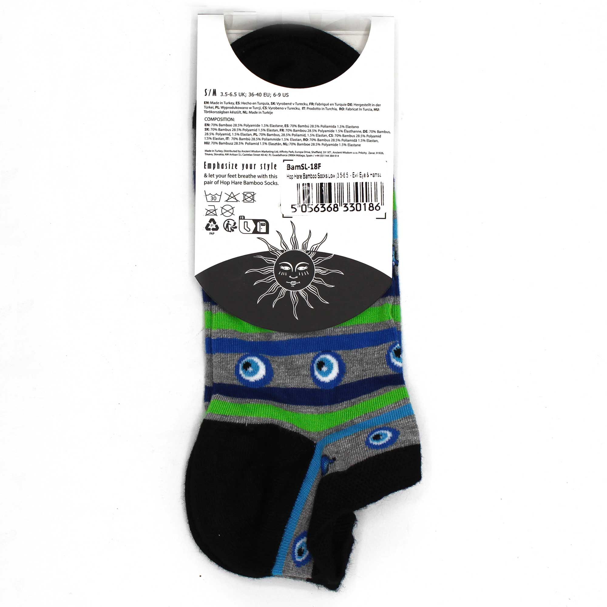 M/L Hop Hare Bamboo Socks Low (7.5-11.5) - Evil Eye & Hamsa - Image 3