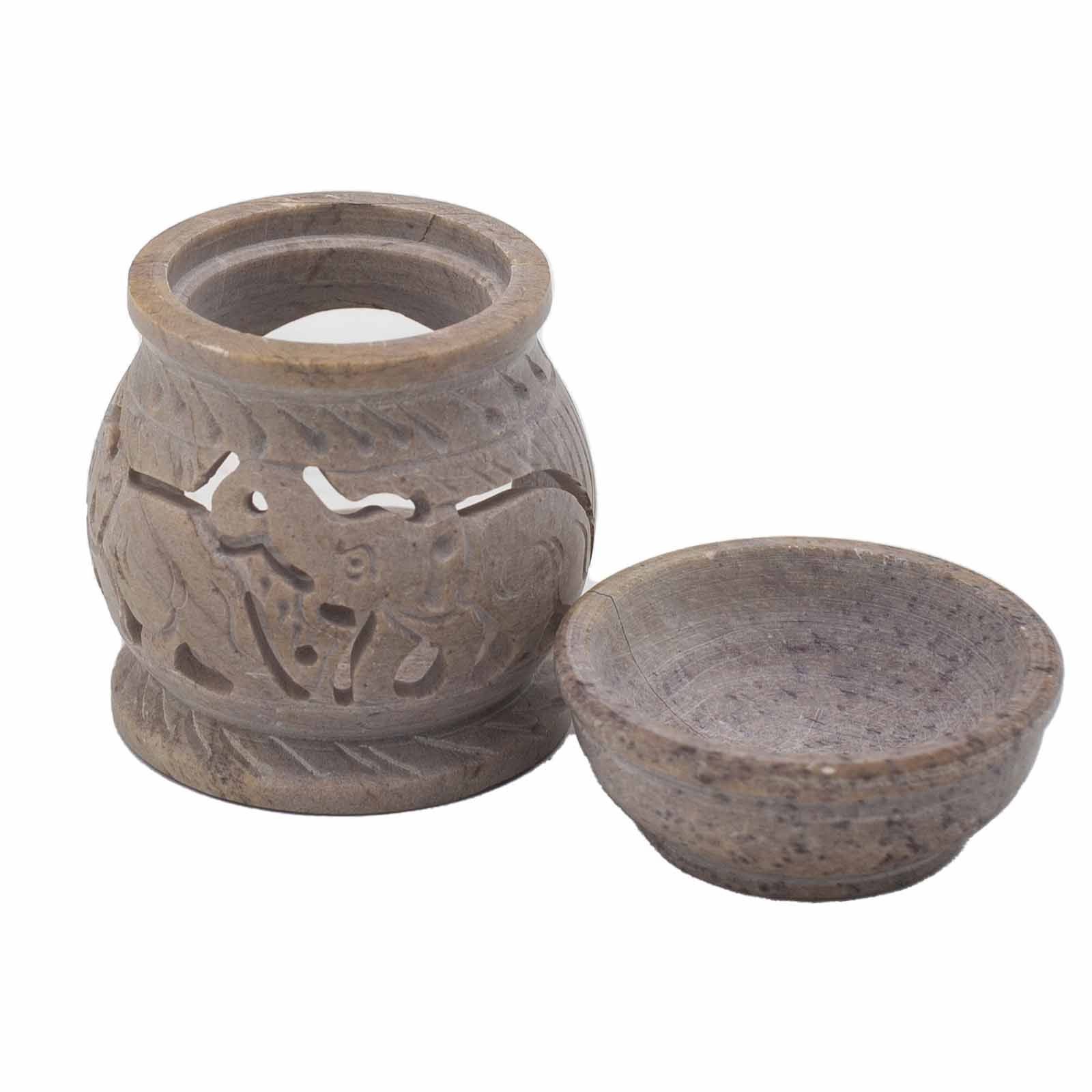 Small Soapstone Oil Burner 8cm - Elephant - Image 2