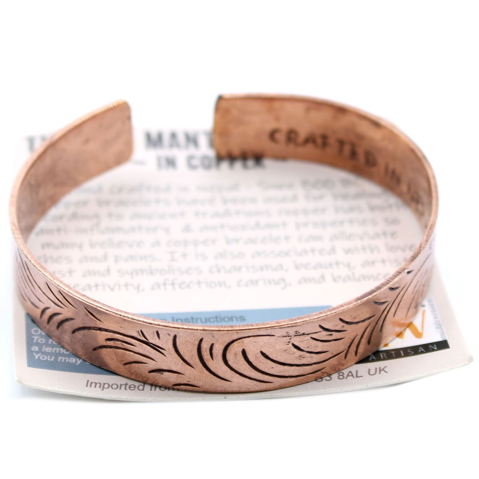 Copper Tibetan Bracelet - Wide Tribal Swirls - Image 4