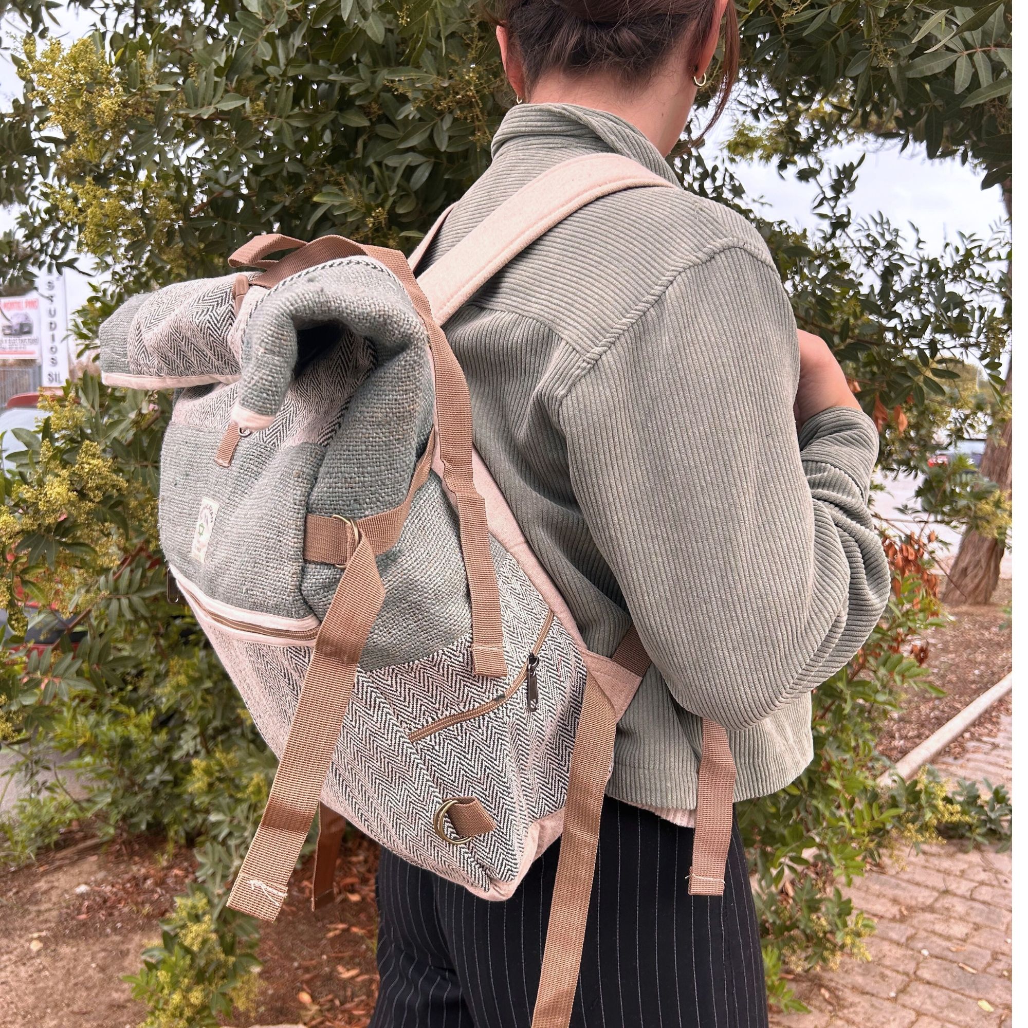 Hemp Trekking Rolling Backpack - Sage - Image 4