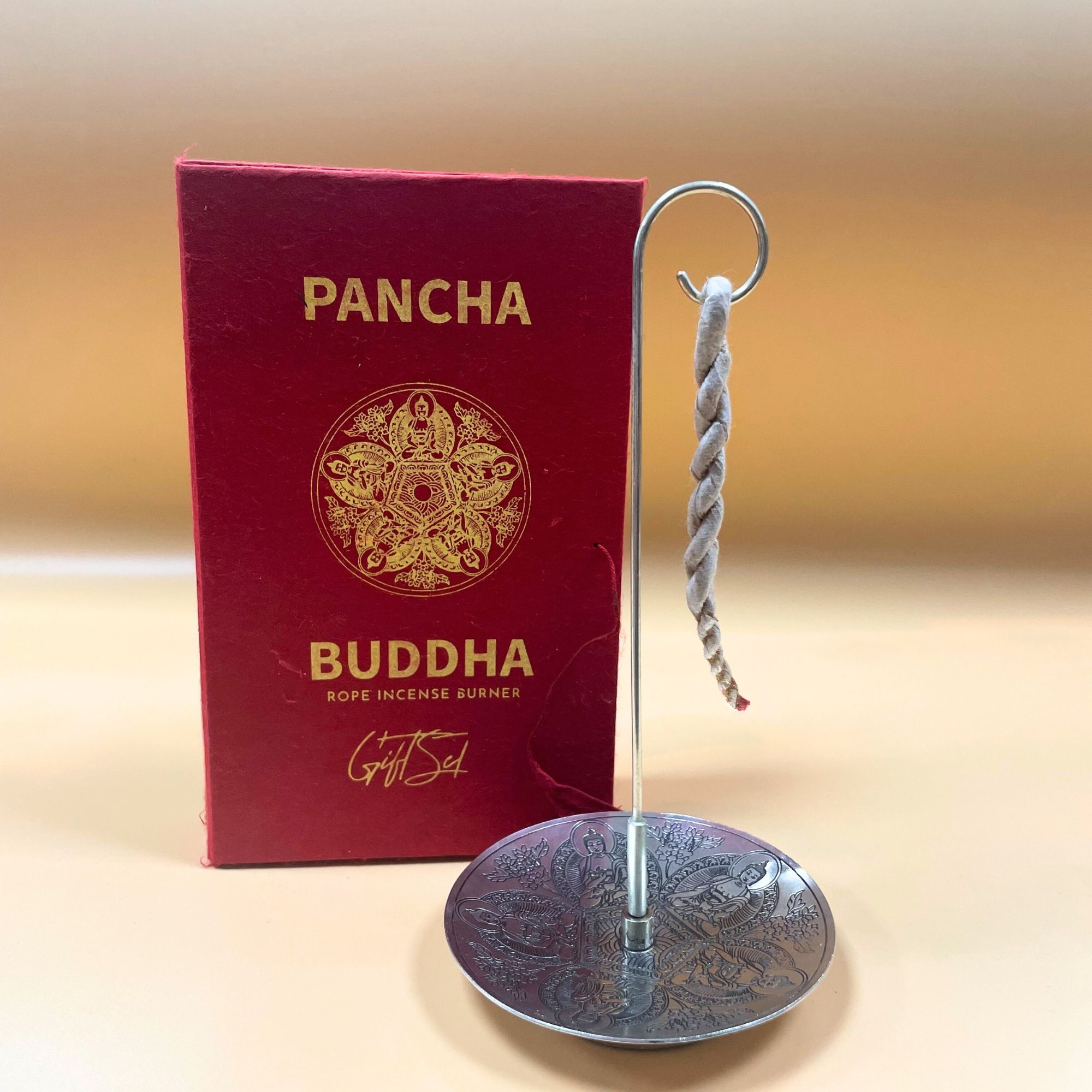 Rope Incense and Silver Plated Holder Set - Pancha Buddha - Image 2