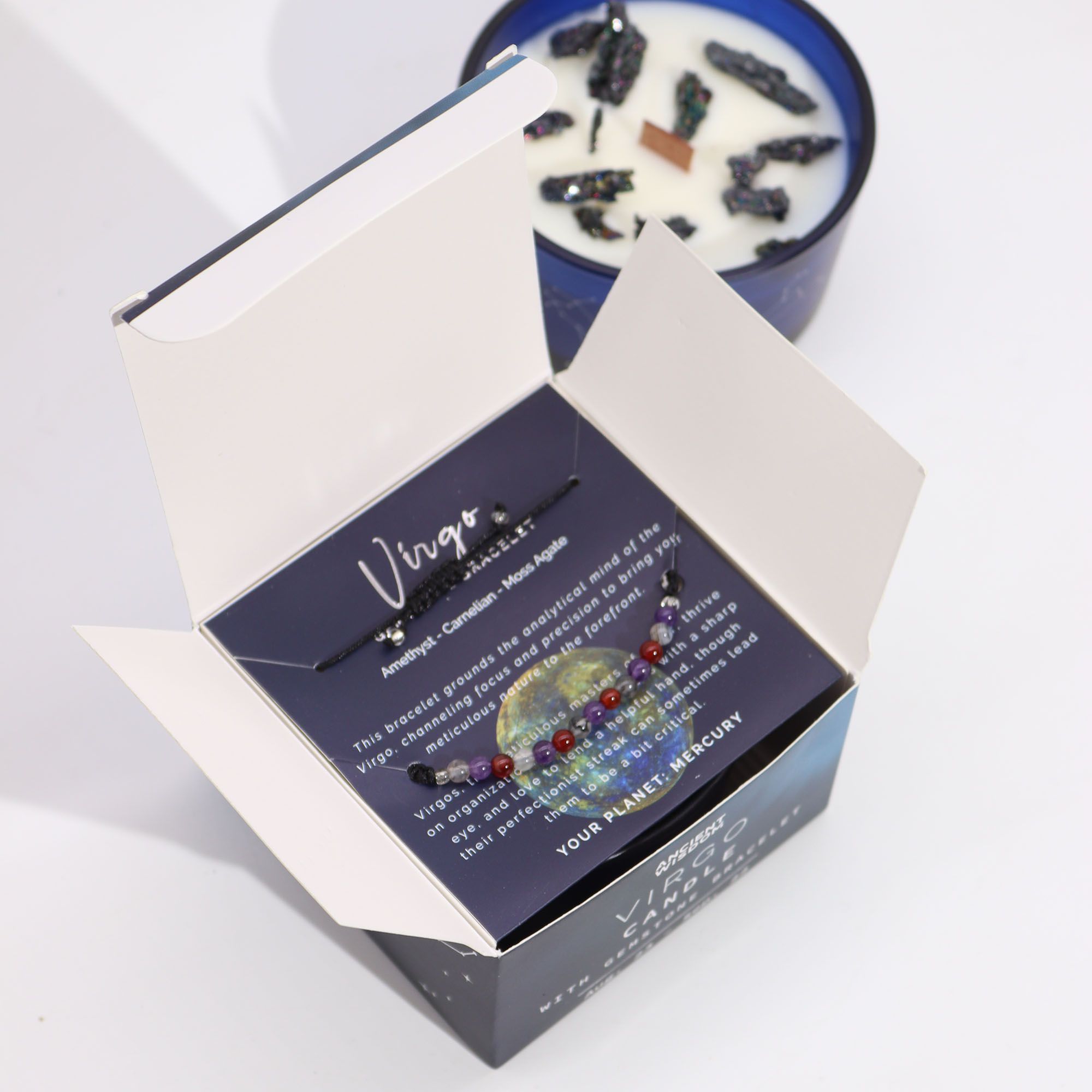 Zodiac Crystal Candle with Gemstone Bracelet - Virgo - Image 3