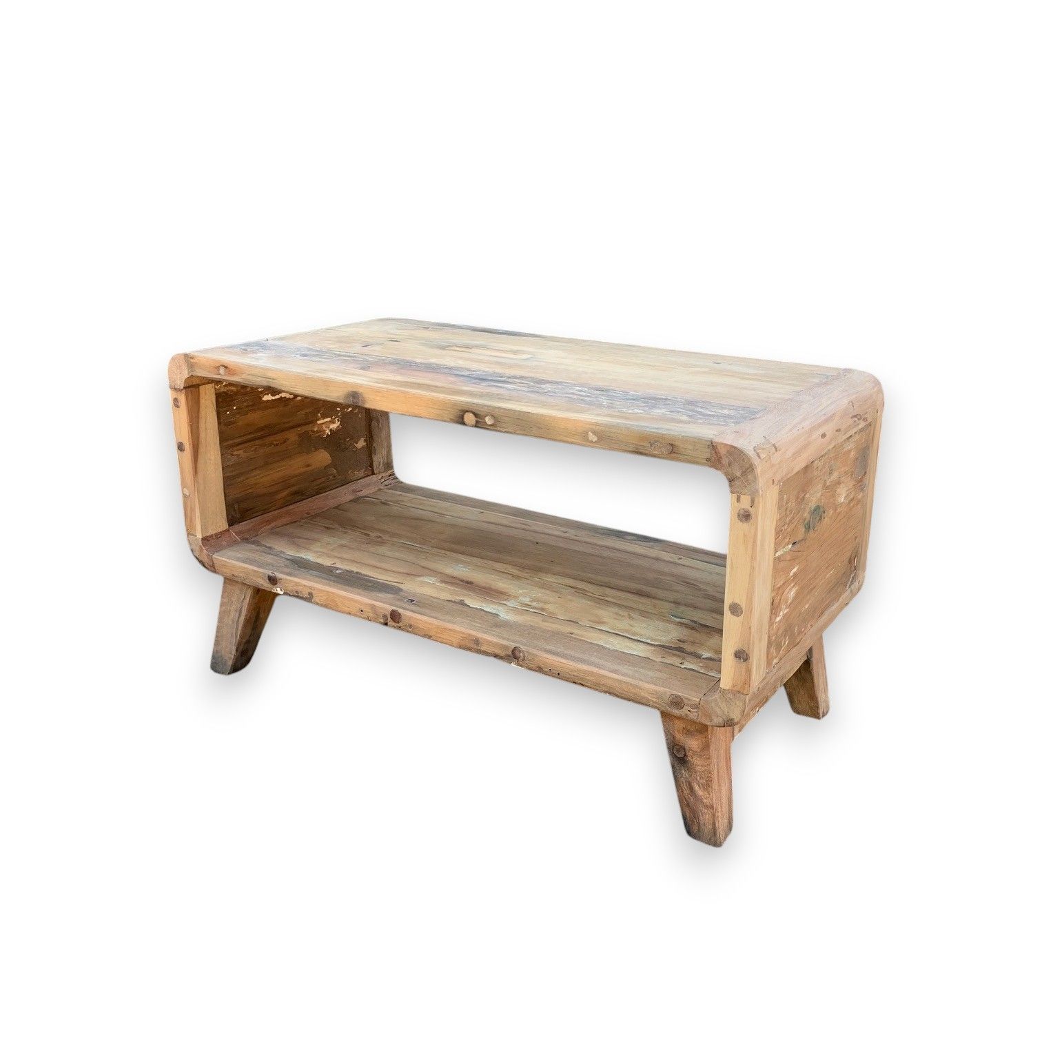 Small Rounded Coffee Table - Recycled Wood - Image 2
