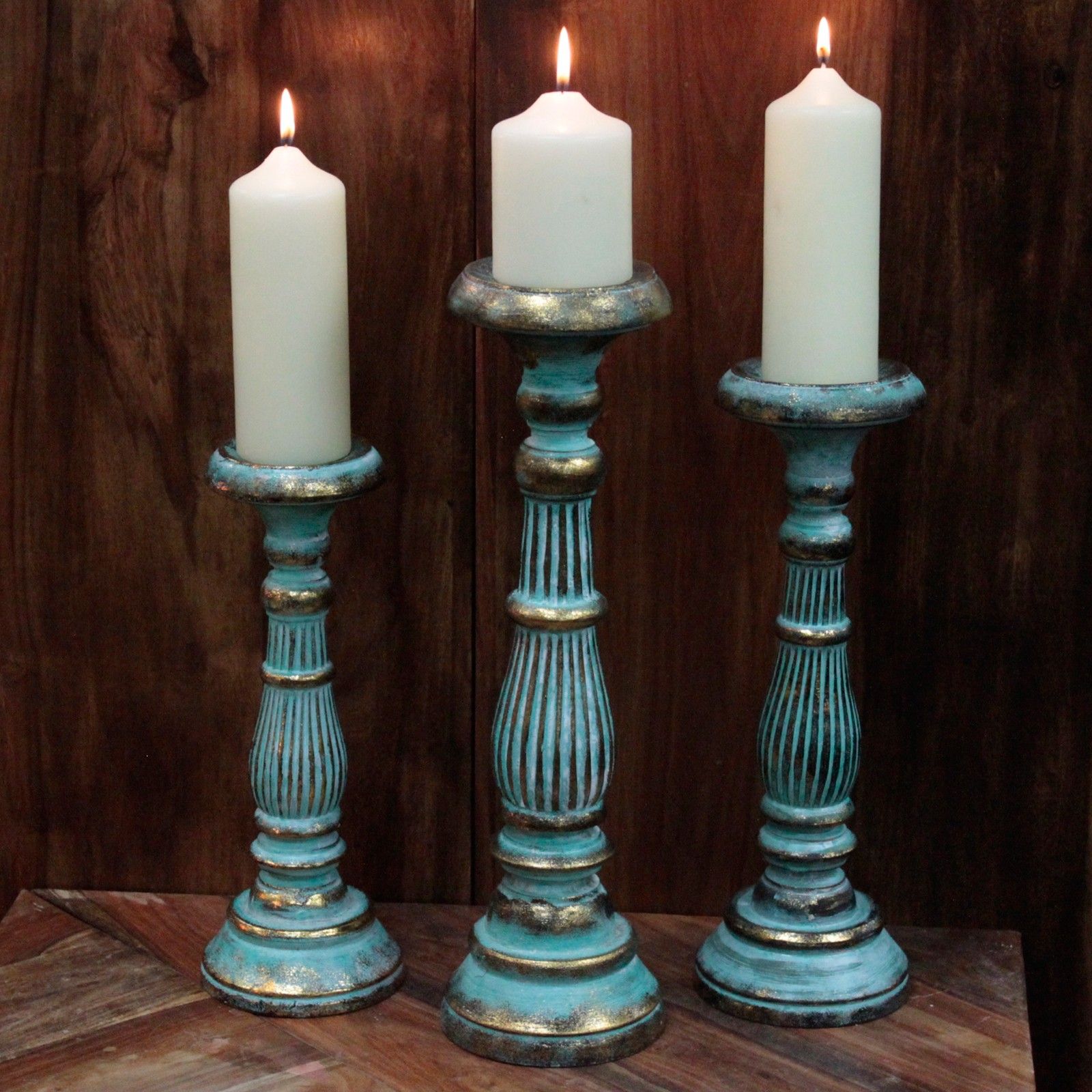 Large Candle Stand - Turquois Gold - Image 4