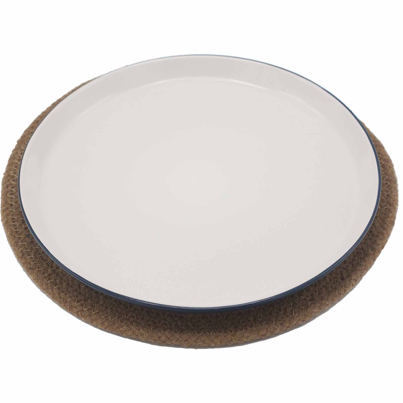 Natural Place Mat - Jute & Cotton 30cm - Natural Border - Image 2