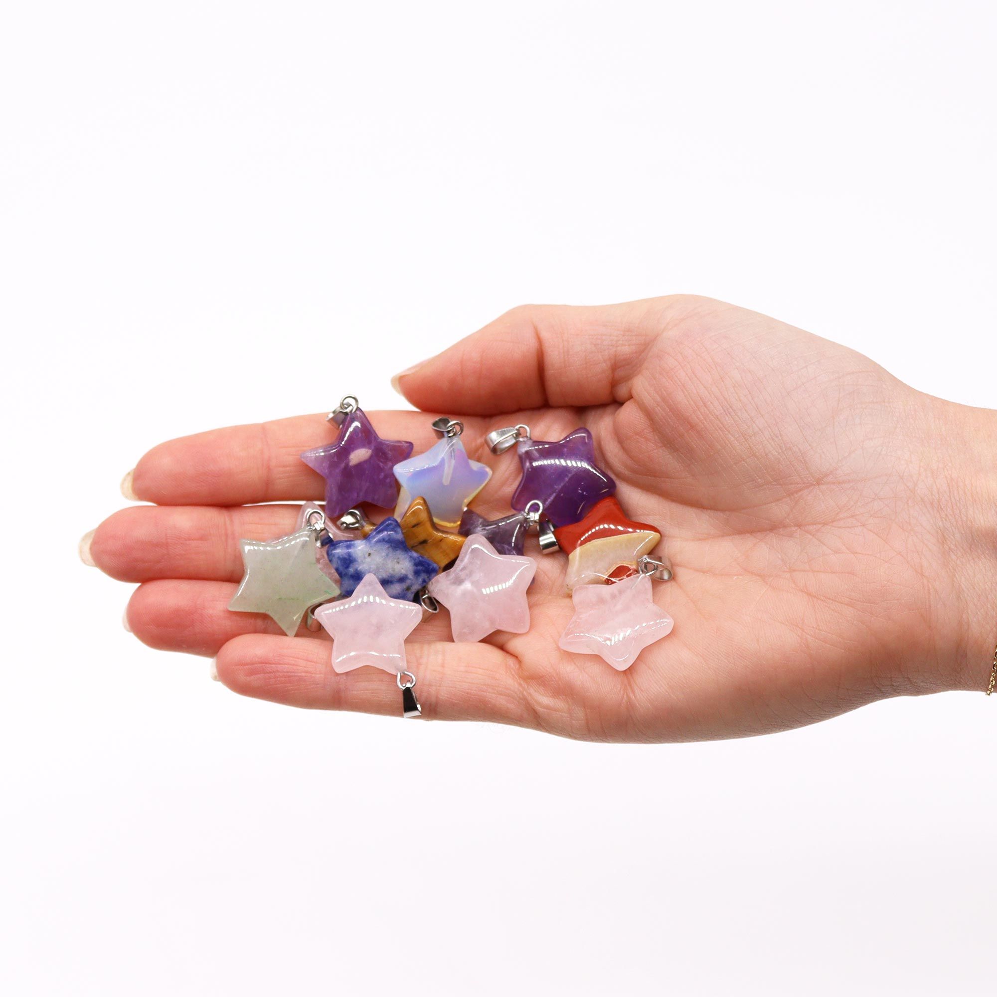 Gemstone Stars Pendants (12 assorted) 20x6mm - Image 2