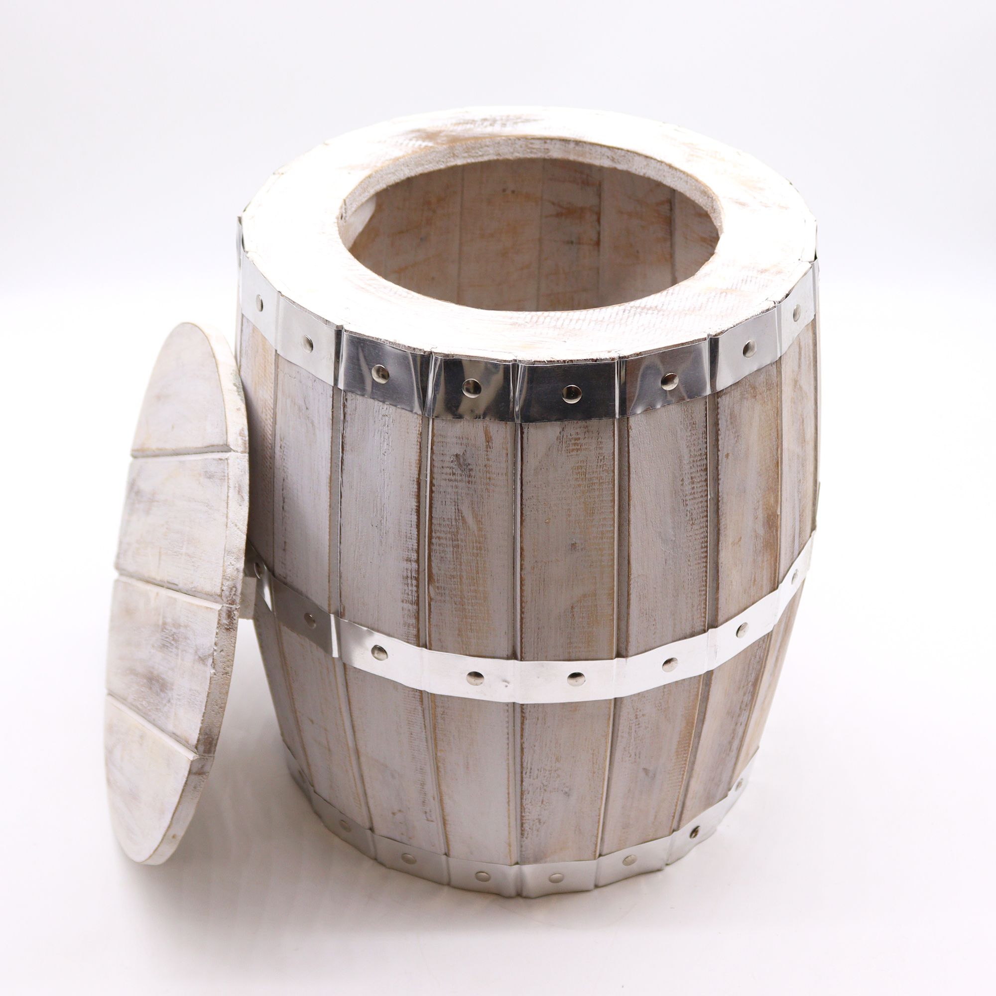 Beer Barrel Stool - Whitewash - Image 2