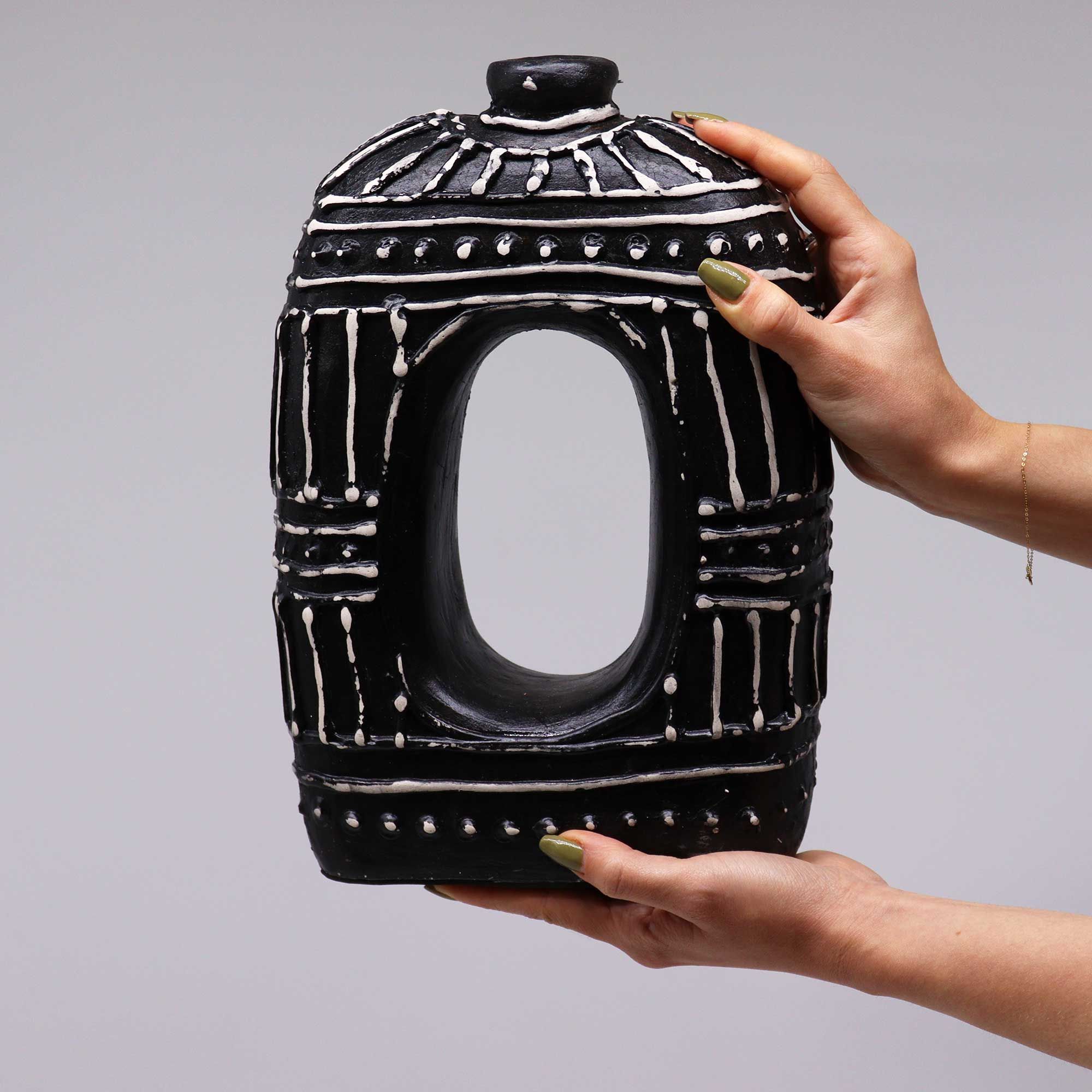 Oval Donut Shaped Vase - Chocolate 30cm - Image 2