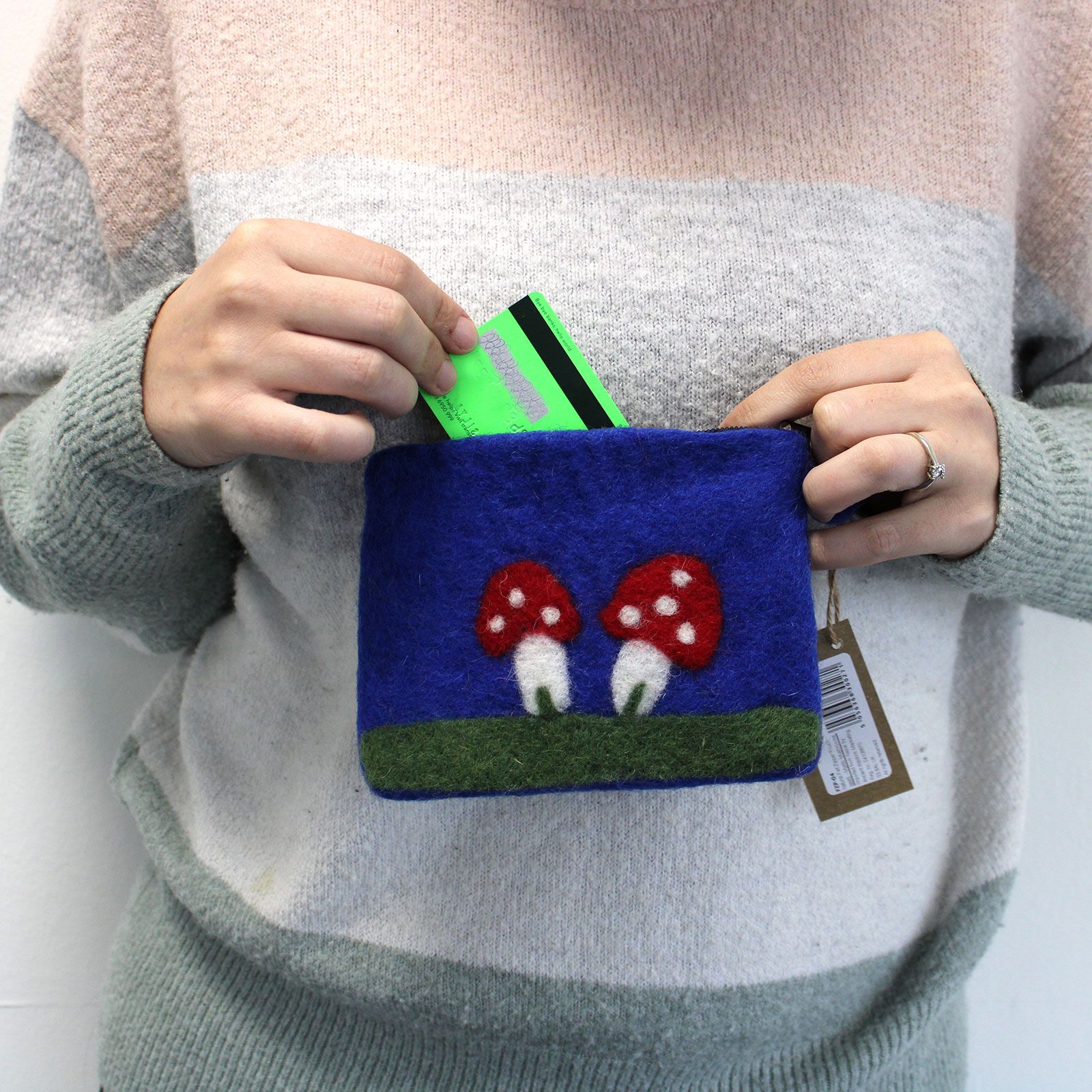 Natural Felt Zipper Pouch (asst) - Mystic Mushrooms - Image 6