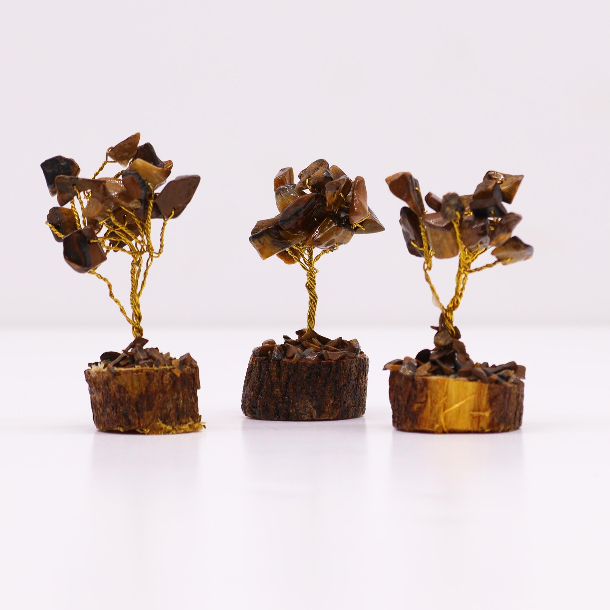 Mini Gemstone Tree On Wood Base - Tigereye (15 stones) - Image 2