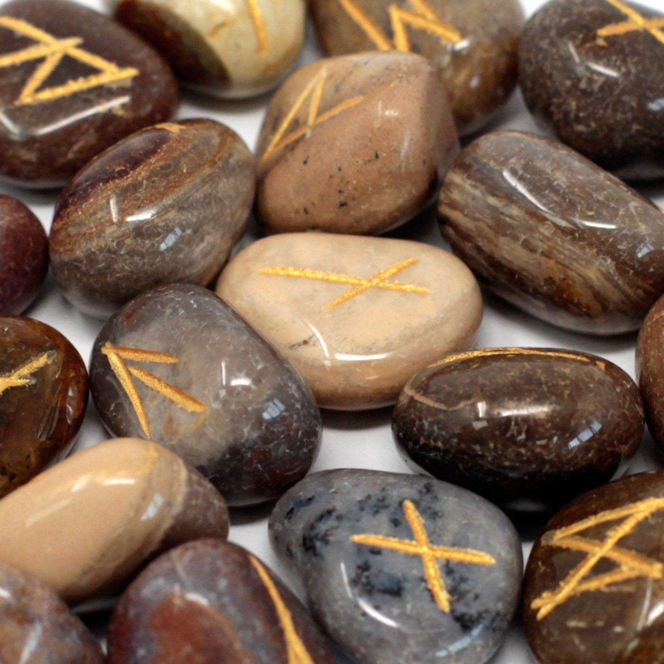 Runes Stone Set in Pouch - Fancy Jasper - Image 3
