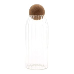 Cottage Cork-Ball Glass Jar -  Ribbed - 20cm