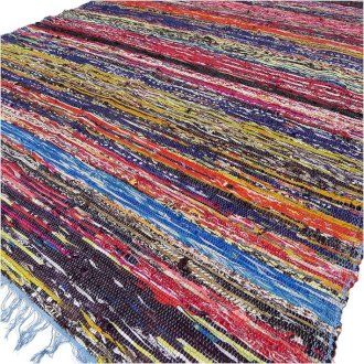 153 x 90cm Luxury Rag Rug - Blue - Image 2