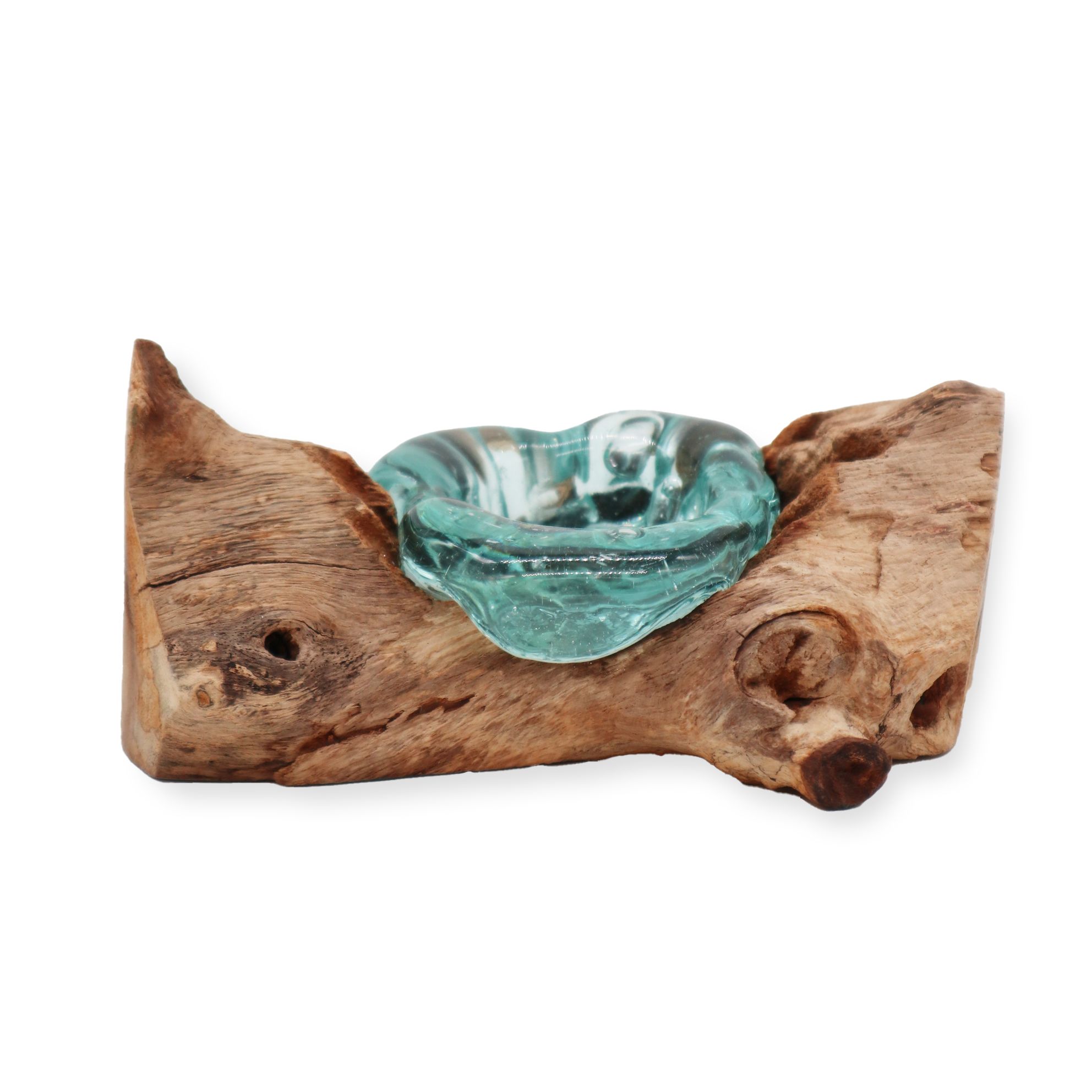 Molton Glass Candle Single Holder on Wood - Image 2