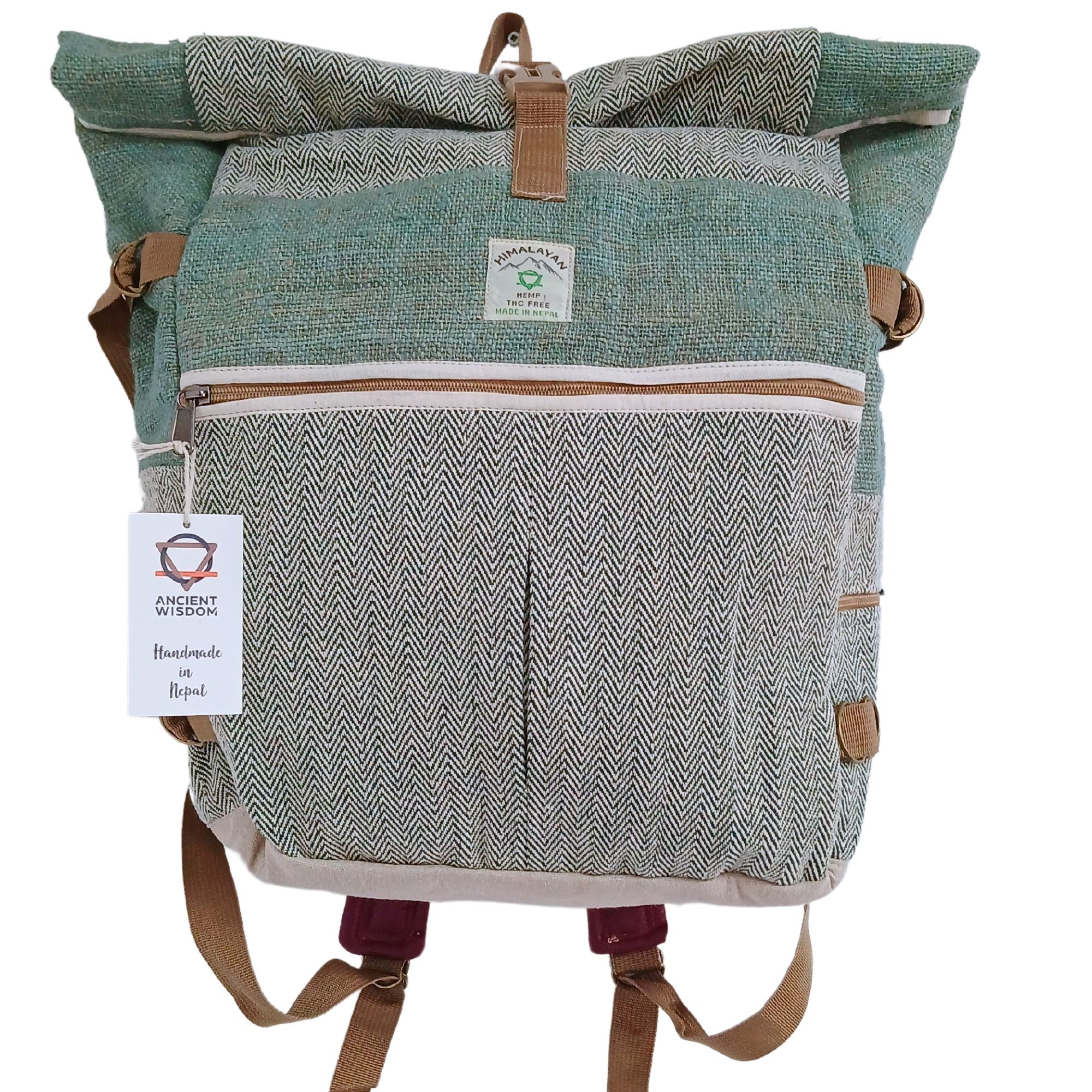Hemp Trekking Rolling Backpack - Sage - Image 6
