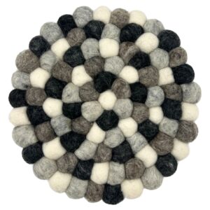 Felt Ball Round Placemat- Multi  Grey Colour