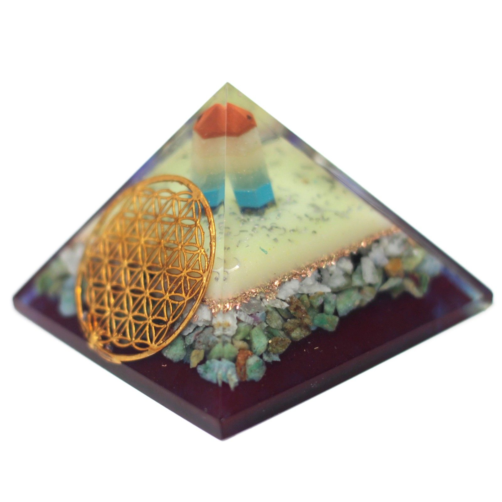 Lrg Organite Pyramid 80mm - Flower of life symbol - Image 2