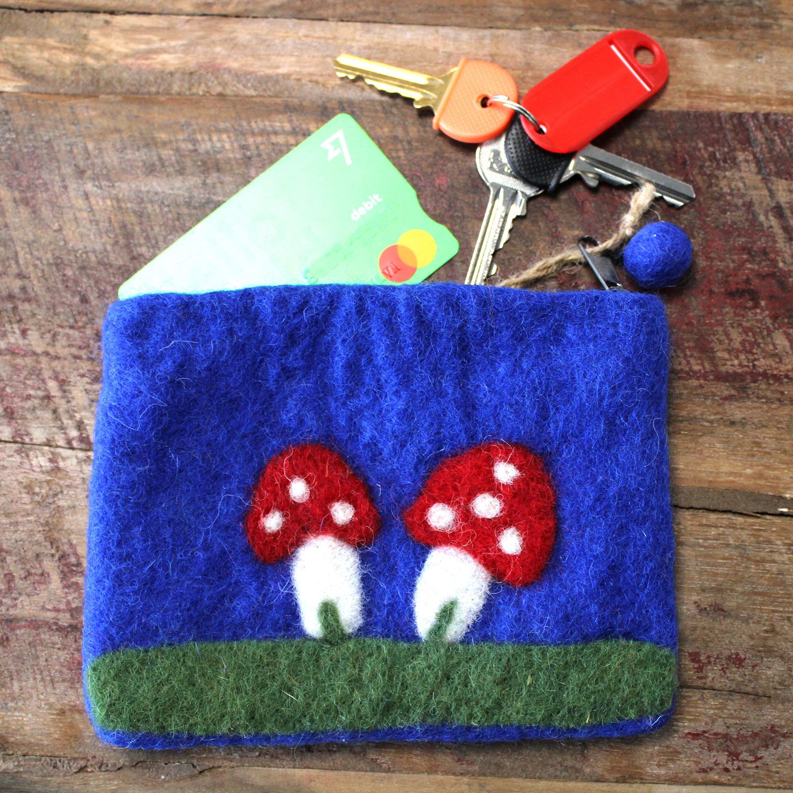 Natural Felt Zipper Pouch (asst) - Mystic Mushrooms - Image 7
