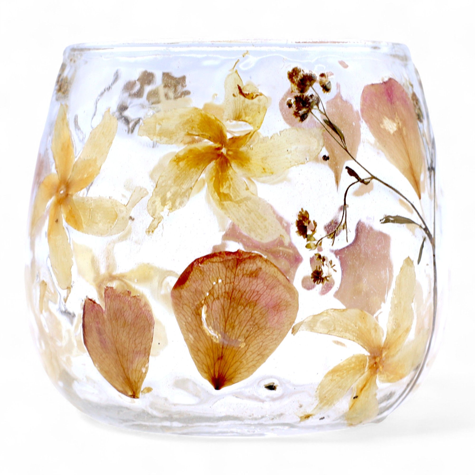 Natural Floral Glass - Straight Candle Holder - Rosa - (8x8cm) - Image 4