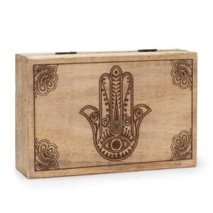 Big Rectangle Box 21.5x14x6.3cm - Hamsa Black Engraved