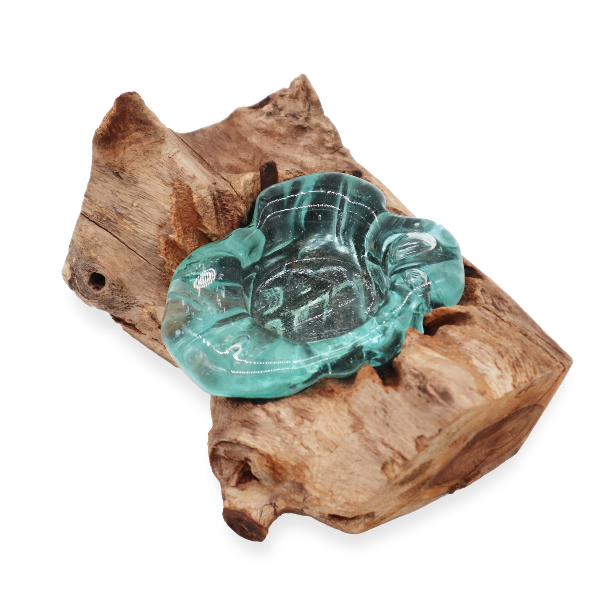 Molton Glass Candle Single Holder on Wood - Image 3