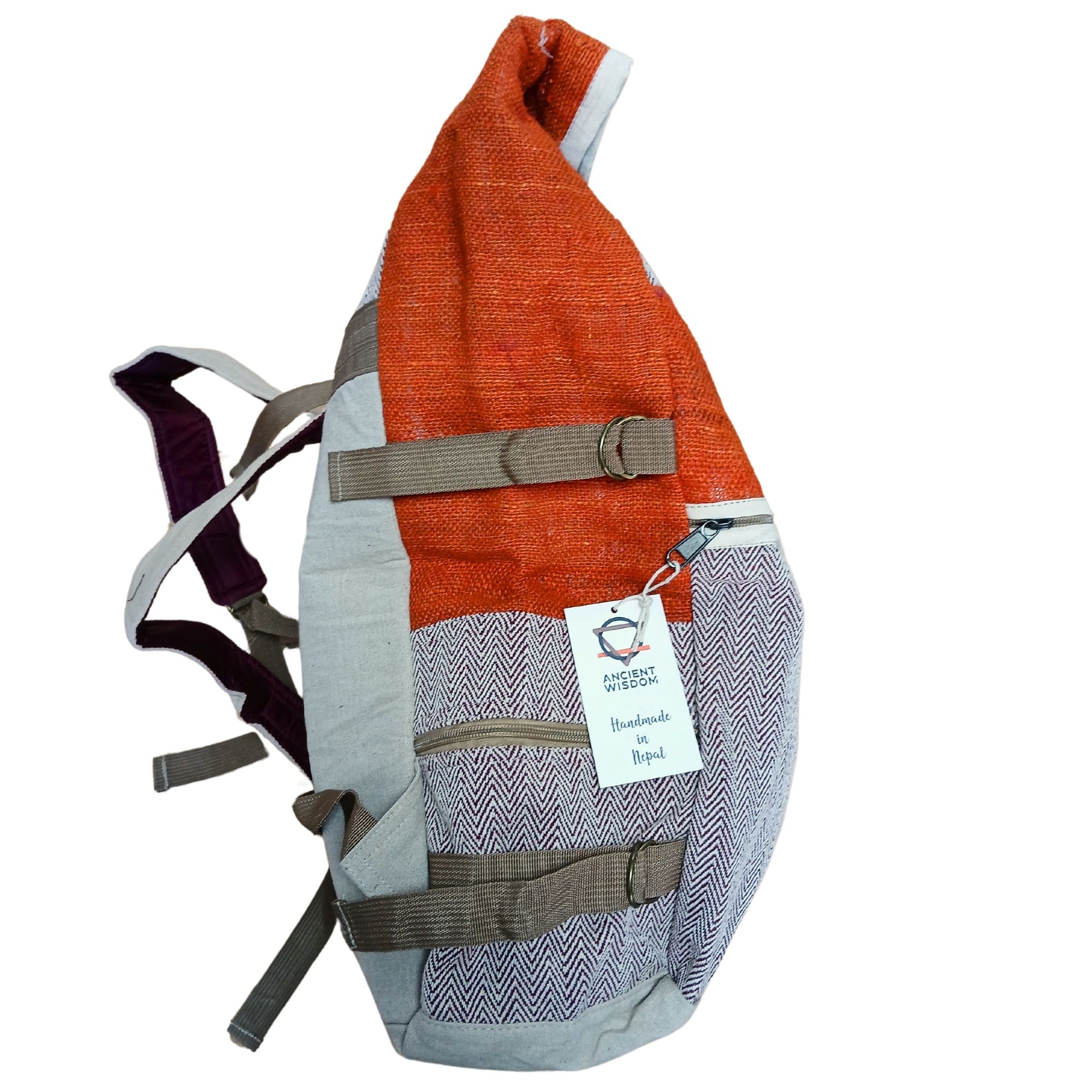 Hemp Trekking Rolling Backpack - Sunset Orange - Image 2