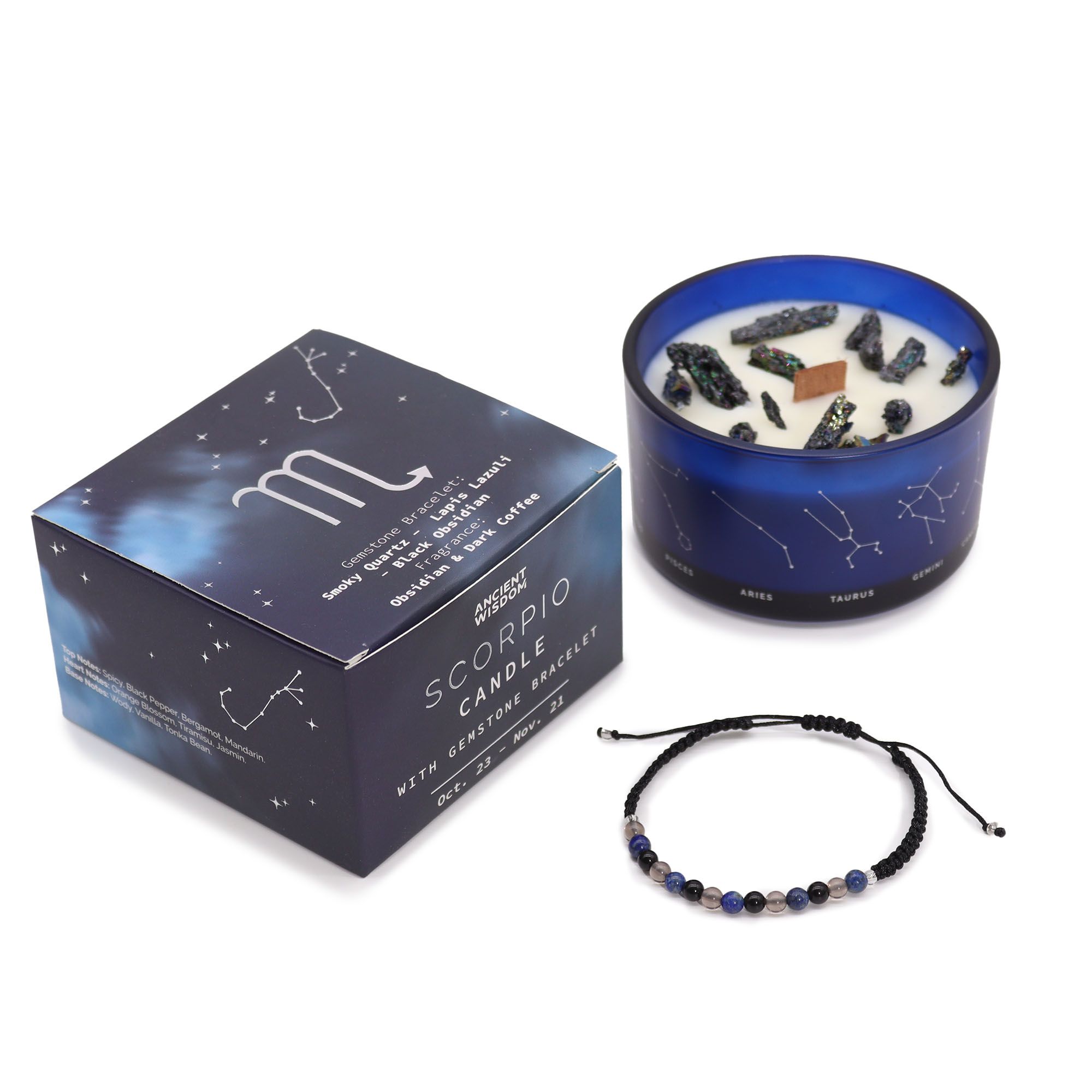 Zodiac Crystal Candle with Gemstone Bracelet - Scorpio - Image 2