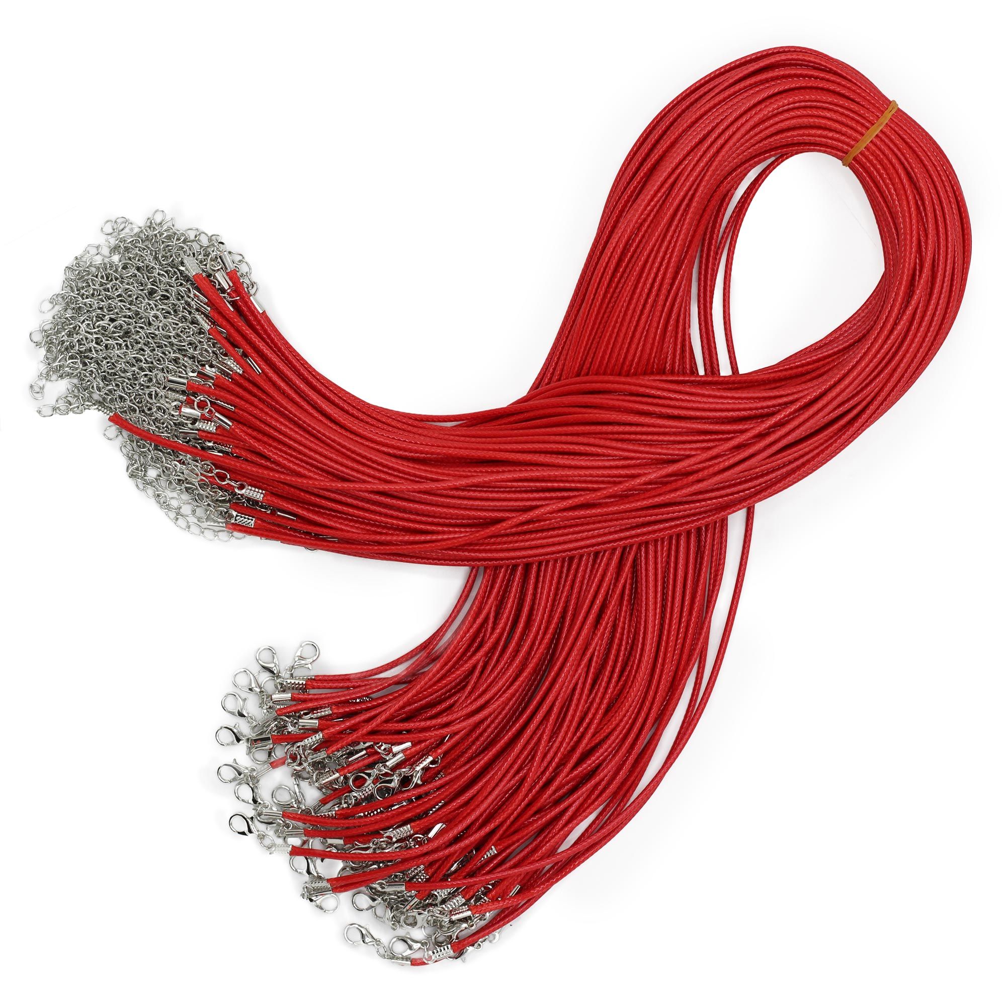 Waxed Pendant Cord - 2mm x 55cm - Red 105 - Image 2