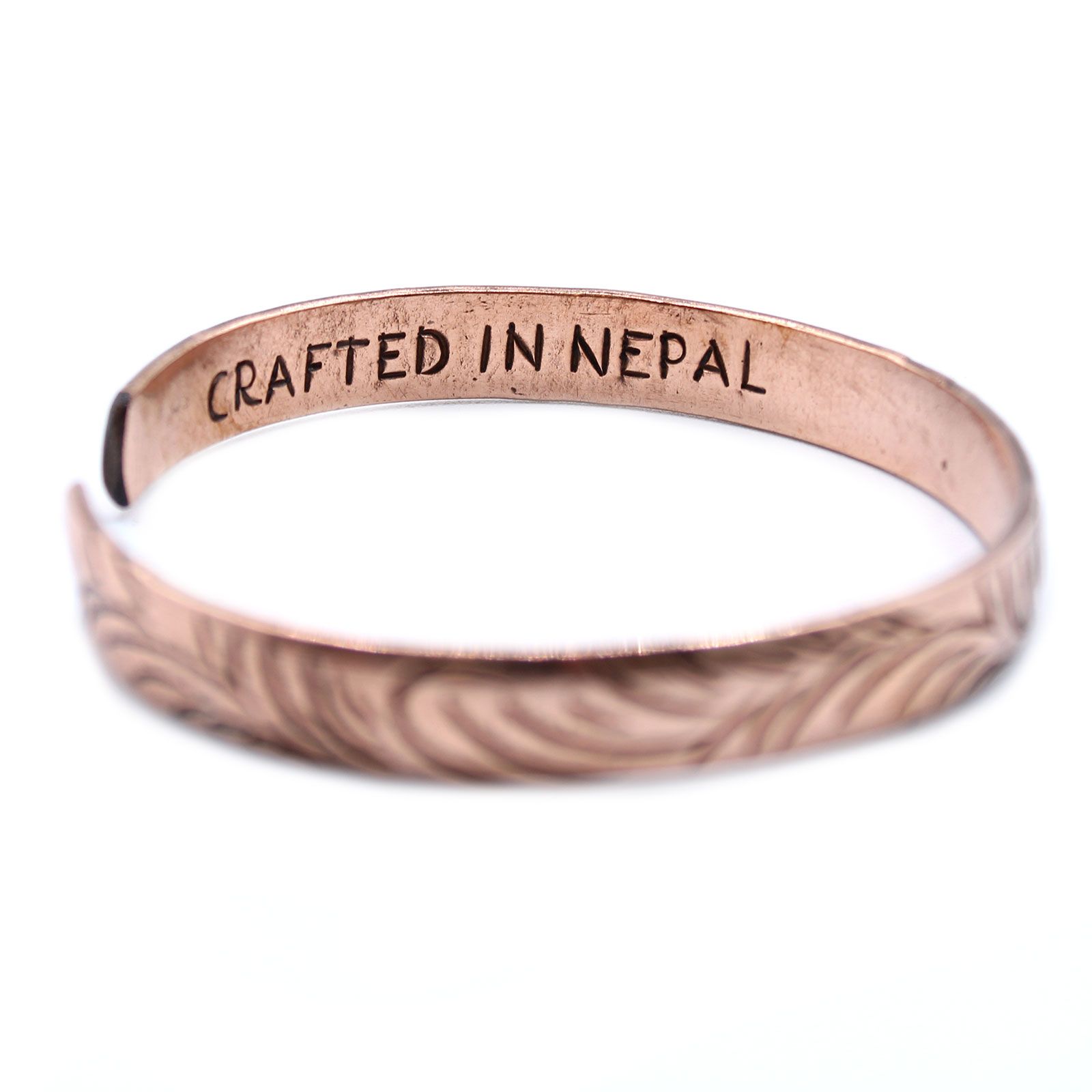 Copper Tibetan Bracelet - Slim Tribal Swirls - Image 2