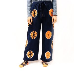 Japanese Style Lounge Pants - Blue & Orange - L