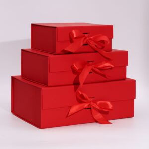 Flat Pack Gift Box - Medium Square (20x18.2x8cm) - Red