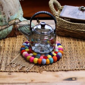 Felt Ball Round Placemat - Multi Colour